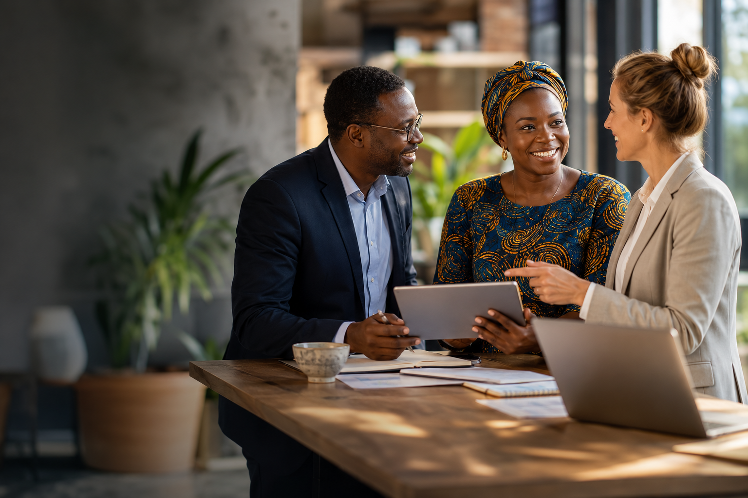 African and European professionals in a collaborative meeting